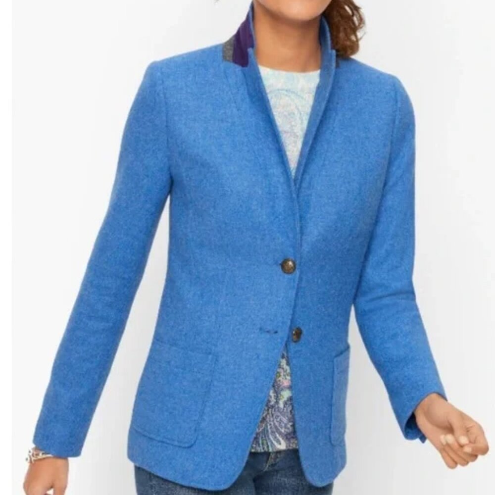 Talbots Blue Shetland Wool Blend Jacket Blazer 10 Office Business Casual NWT - Picture 12 of 13
